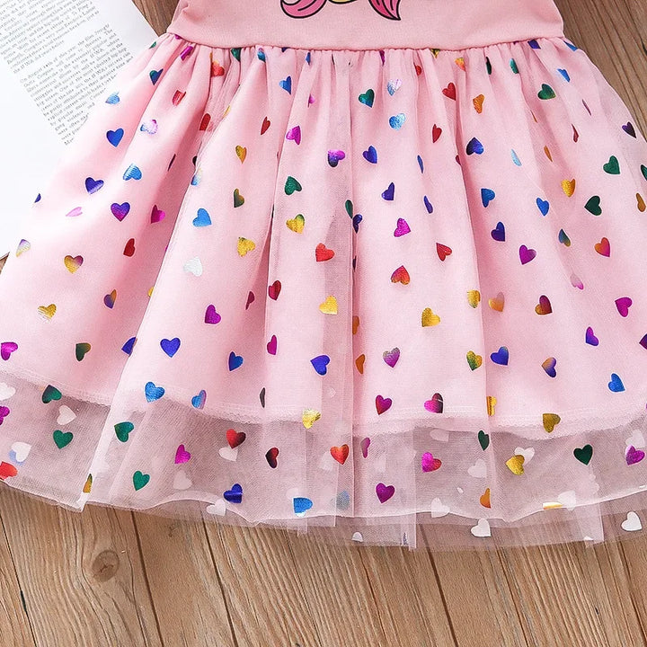 Girls Unicorn Sequin Princess Dress - Short Sleeve Costume for Daily Wear- Online Clothing Store