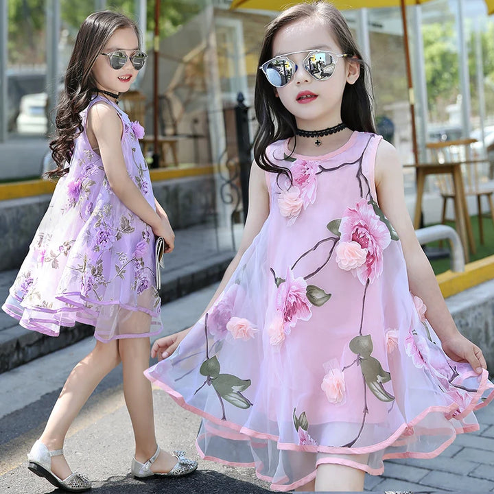 Bohemian Floral Chiffon Dress for Girls - Summer Beach Style for Kids & Teens Clothes