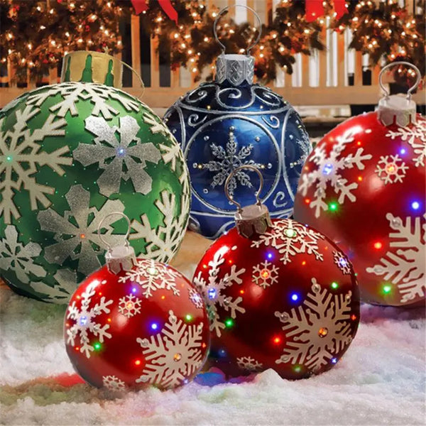 60cm Christmas Inflatable Decorated Ball - Giant Outdoor Xmas Tree Decor Toy