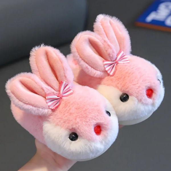 Children Winter Thick Slippers - Cute Cartoon Rabbit Animal Shoes