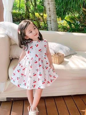 Summer Floral Pattern Girls Casual Dress - Sundress for Beach Wear