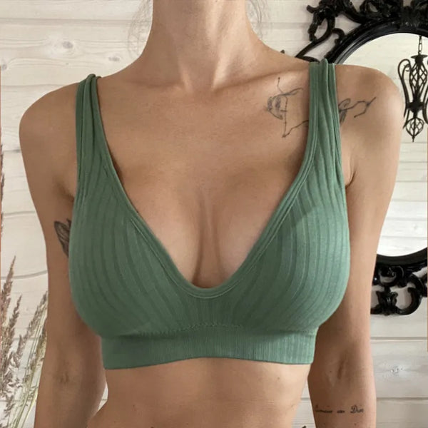 Maternity Deep V Cotton Feeding Bra for Pregnant Women