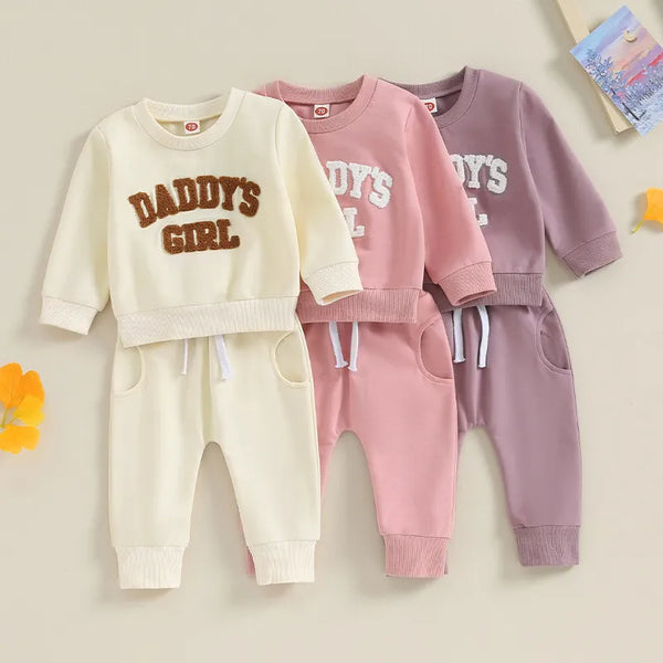 Newborn Baby Sweat Outfits Letter Print Sweatshirt Long Pant Clothes Set