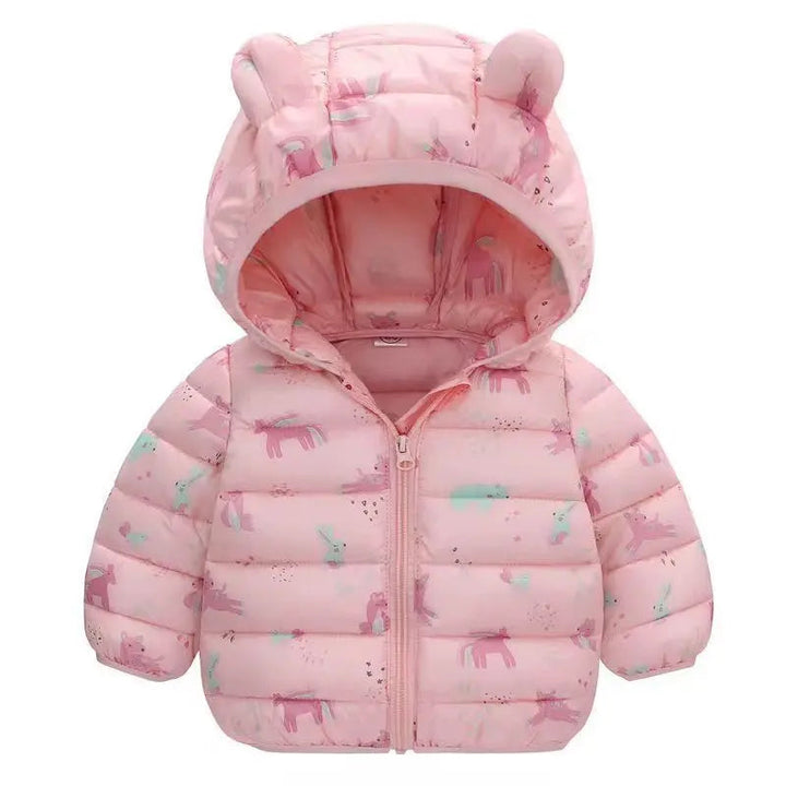 Baby Boys Girls Jackets For Kids Cartoon Bear Zipper Coats Autumn Boys Warm Hooded Down Jackets Children Christmas Outerwear Robust Clothing Store