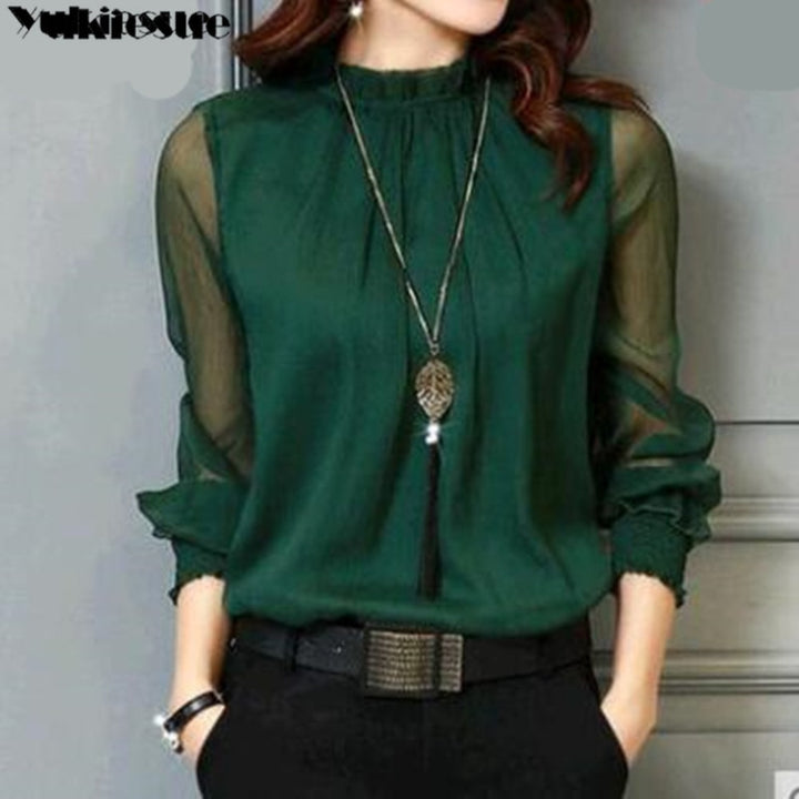 Elegant Chiffon Blouse | Office Lady Tops - Robust Quality Store