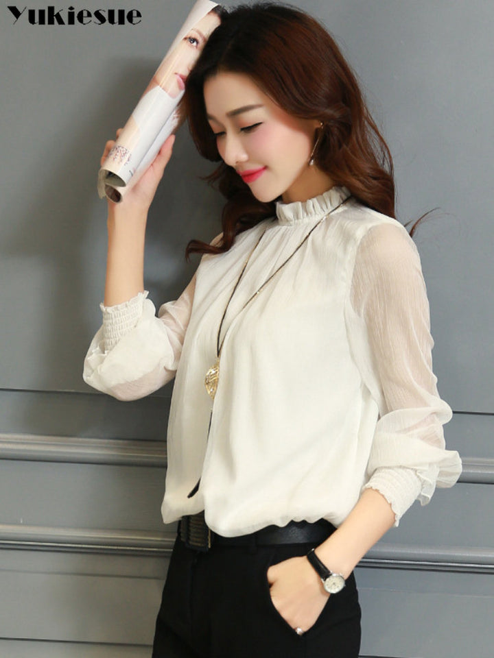 Elegant Chiffon Blouse | Office Lady Tops - Robust Quality Store