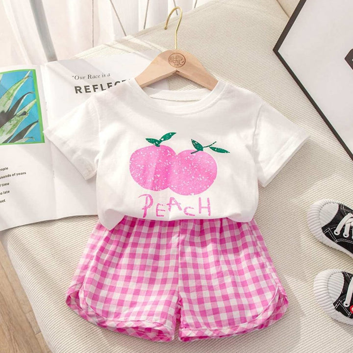 Summer Baby Girls Cotton Printing Tops Suits Lattice Shorts - Robust Quality Store