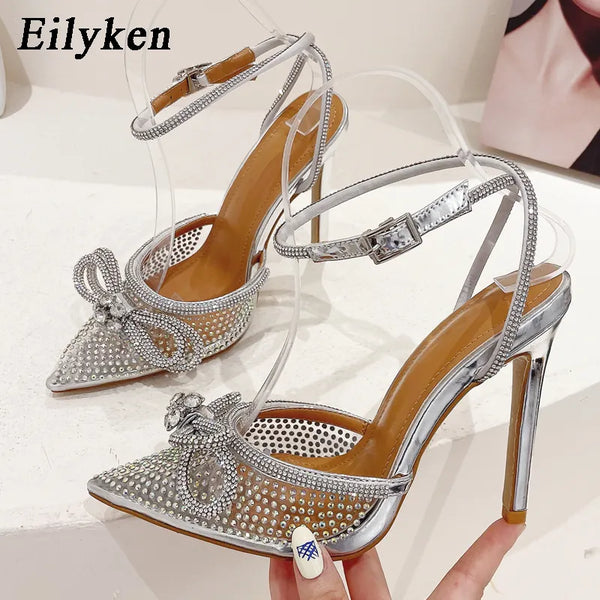 Transparent Crystal Butterfly-knot High Heels Pumps