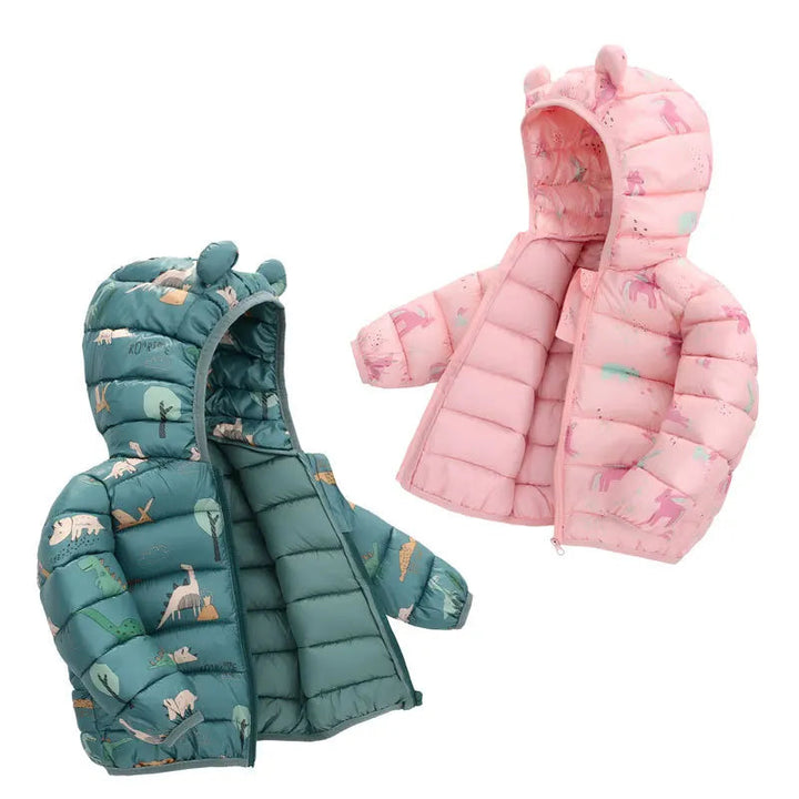 Baby Boys Girls Jackets For Kids Cartoon Bear Zipper Coats Autumn Boys Warm Hooded Down Jackets Children Christmas Outerwear Robust Clothing Store