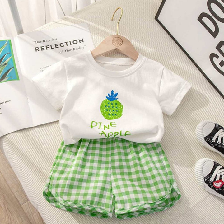 Summer Baby Girls Cotton Printing Tops Suits Lattice Shorts - Robust Quality Store