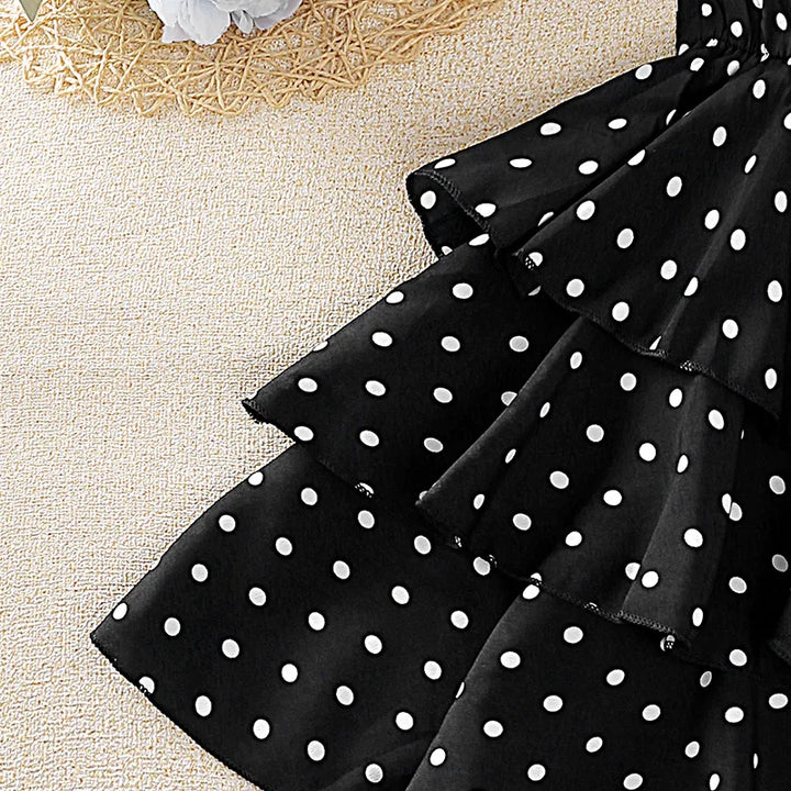 Stylish Black Polka Dot Dress for Girls | Kids Vacation & Holiday Clothes