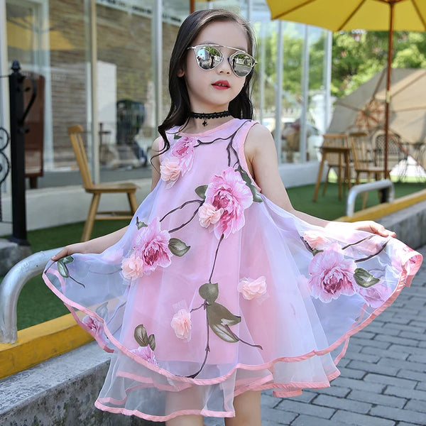 Bohemian Floral Chiffon Dress for Girls - Summer Beach Style for Kids & Teens Clothes