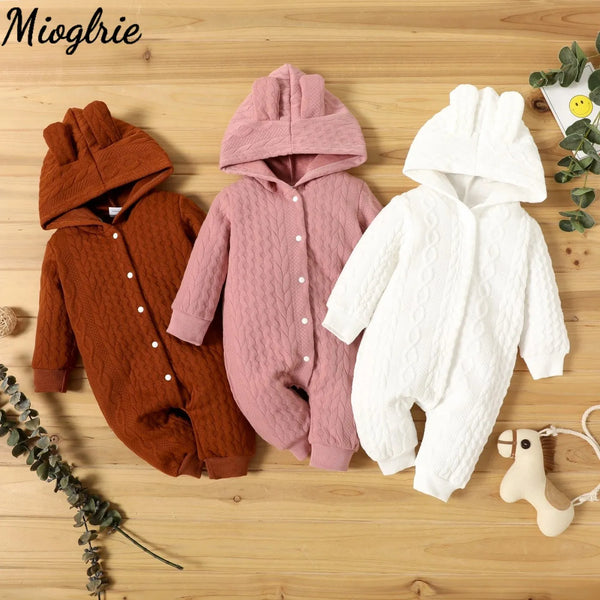 Baby Lovely Ears Hooded Long Sleeve Romper for Winter