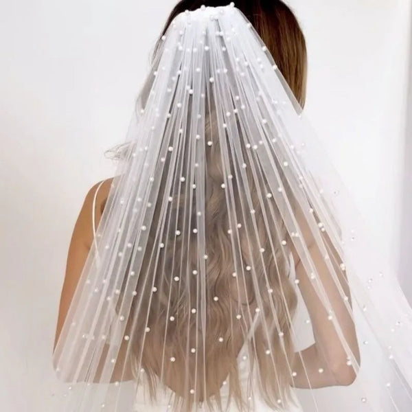 Top Queen V05 Pearls Bridal Veil