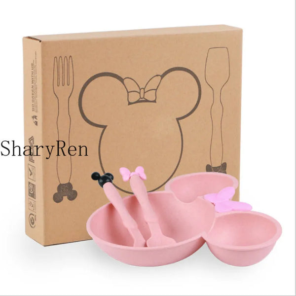 Cartoon Wheat Straw Baby Bowl Tableware Set - Robust Clothing Store