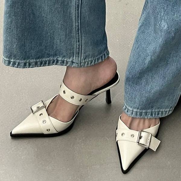 Pointed Toe Buckle Thin High Heels Sandals