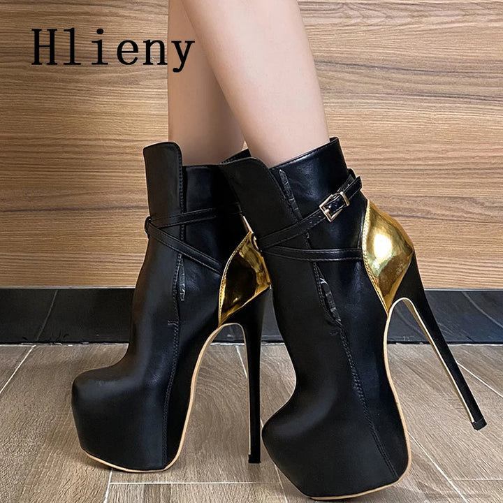 Round Toe Platform Ankle Boots High heels