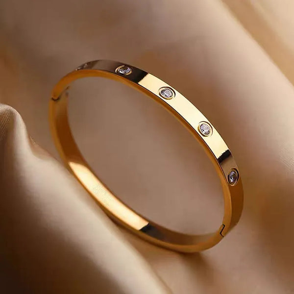 Gold-Plated Lover Bracelets: Charming Zirconia, Trendy Luxury Gifts