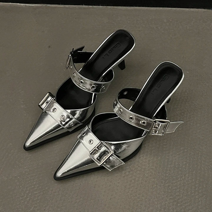 Pointed Toe Buckle Thin High Heels Sandals