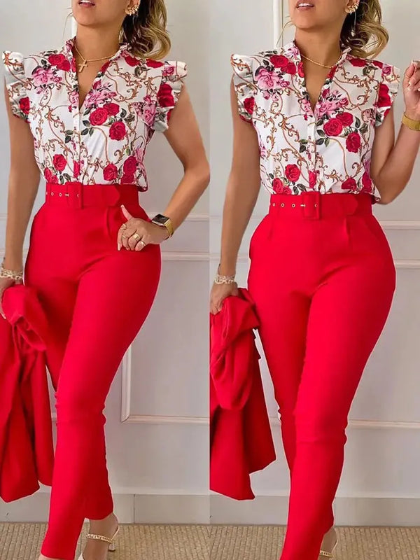 Elegant Women Pant & Blouse Two Piece Set Suits - Robust Quality Store