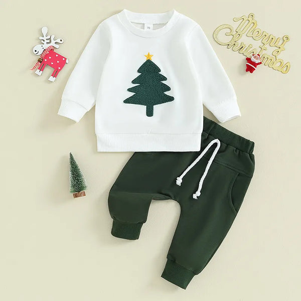 Baby Christmas Sweatshirt Pullover Top and Pants Outfit Clothes