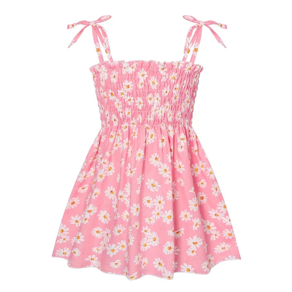 Baby Girl Summer Cotton Halter Floral Dress - Kids Summer Fashion