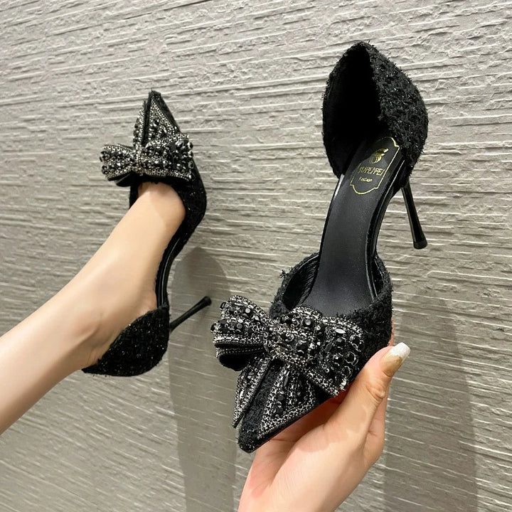 Luxury Designer Pearl Crystal Bowtie High Heel Pumps