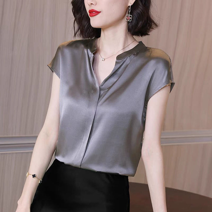 Lady V Neck Solid Color Office Blouses - Robust Quality Store