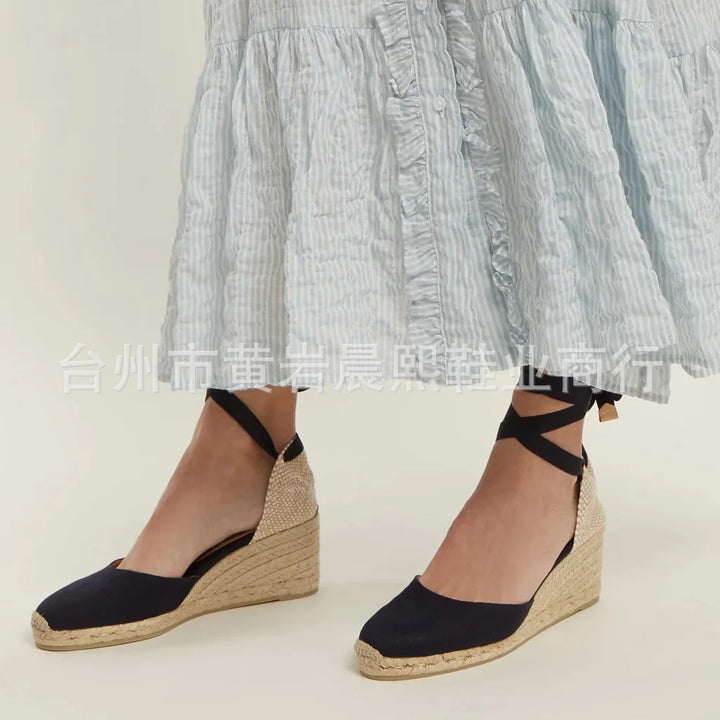 Espadrille Lace Up Ankle Strap Wedge Sandals