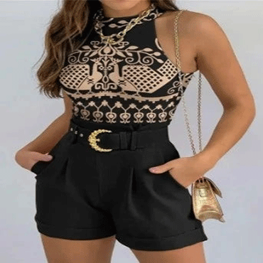 Floral 2Pcs Set Sleeveless Vest-Short Pants | Women Summer Streetwear outfits