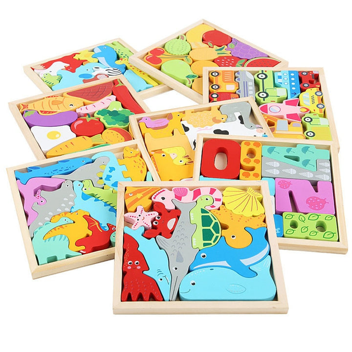 Kids Colorful 3D Puzzle | Wooden Toys High Quality Tangram Math Jigsaw Game - Robust Quality Store