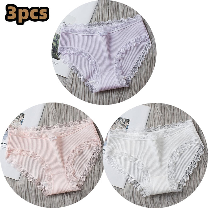 Girls Cotton Panties with Lace-trim 3 Pack - Robust Quality Store