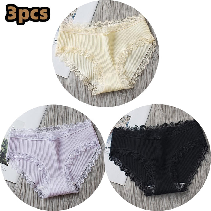 Girls Cotton Panties with Lace-trim 3 Pack - Robust Quality Store