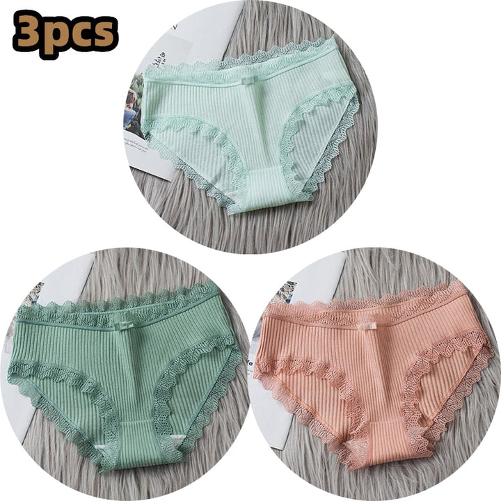 Girls Cotton Panties with Lace-trim 3 Pack - Robust Quality Store