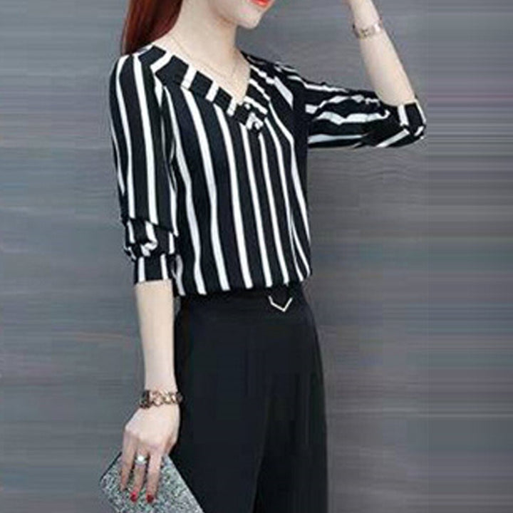 Elegant Casual Stripe Blouse - Robust Quality Store