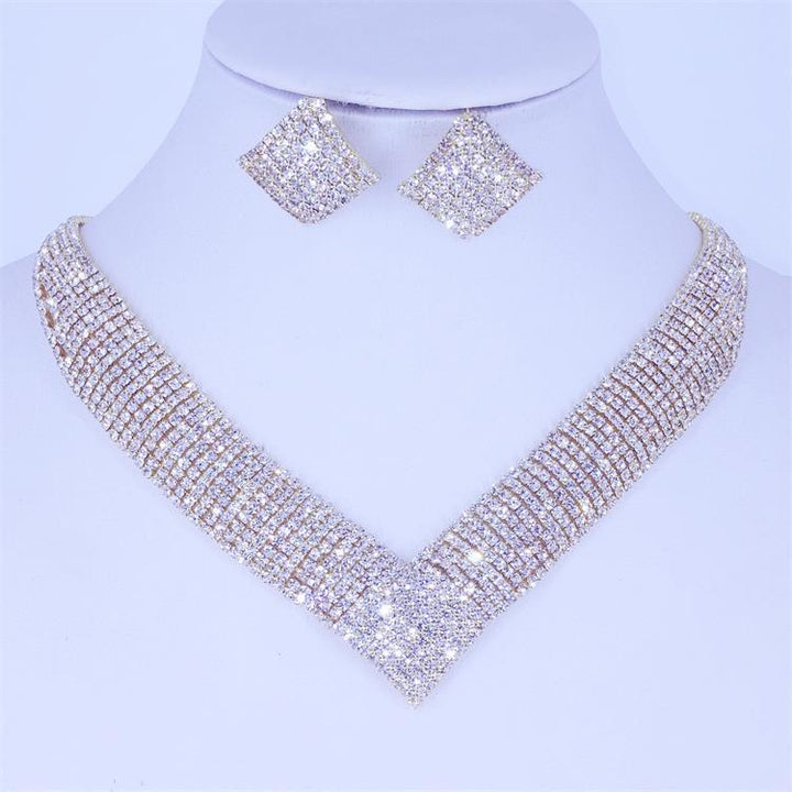 African Crystal Beads Silver Rhinestone Necklace - Robust Quality Store