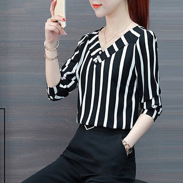 Elegant Casual Stripe Blouse - Robust Quality Store