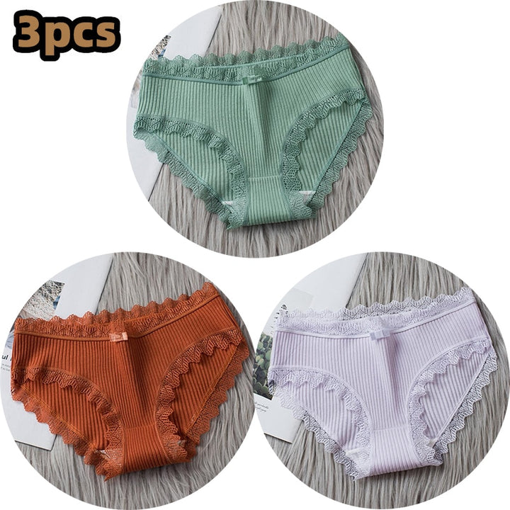 Girls Cotton Panties with Lace-trim 3 Pack - Robust Quality Store