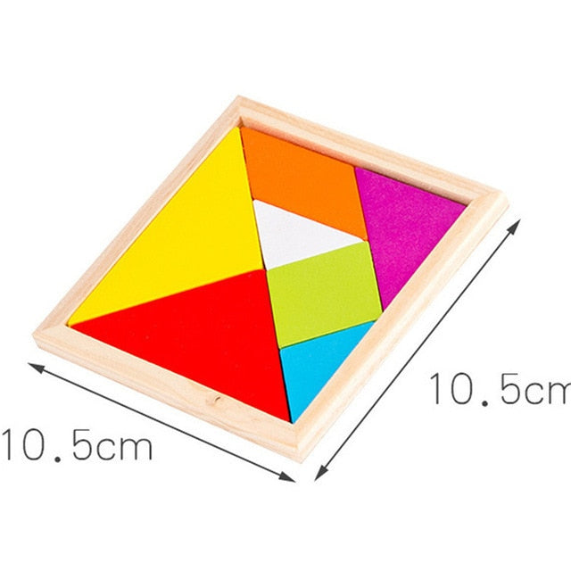 Kids Colorful 3D Puzzle | Wooden Toys High Quality Tangram Math Jigsaw Game - Robust Quality Store