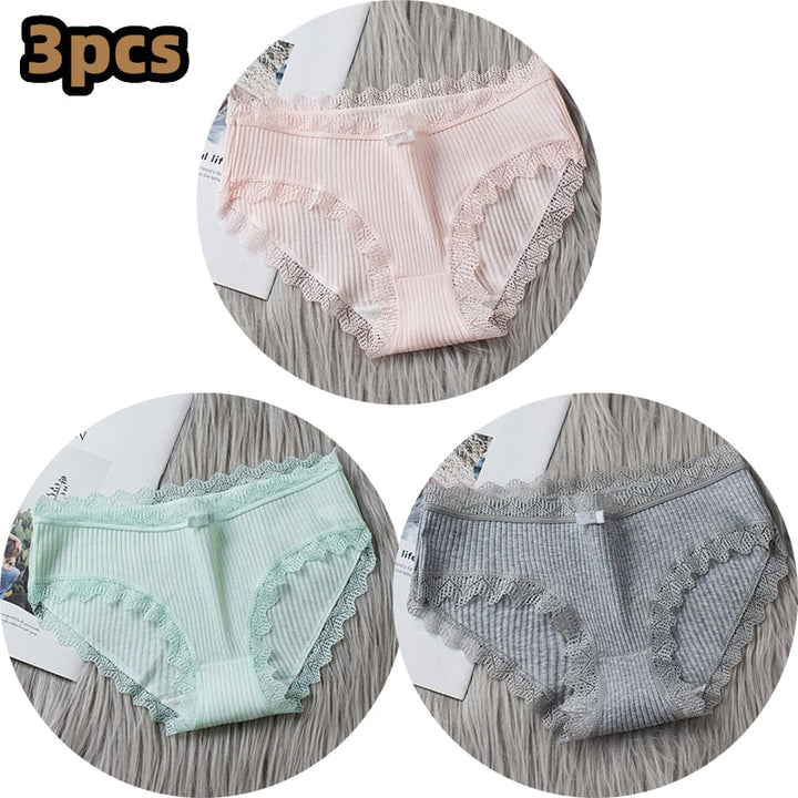 Girls Cotton Panties with Lace-trim 3 Pack - Robust Quality Store