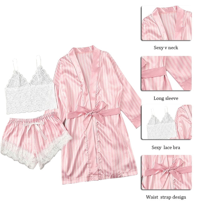 Long sleeve Sexy Lace Lingerie Nightwear Suit Pajama Sets - Robust Quality Store