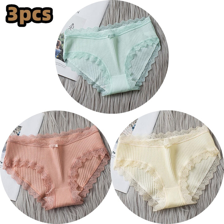 Girls Cotton Panties with Lace-trim 3 Pack - Robust Quality Store