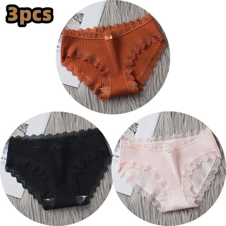 Girls Cotton Panties with Lace-trim 3 Pack - Robust Quality Store