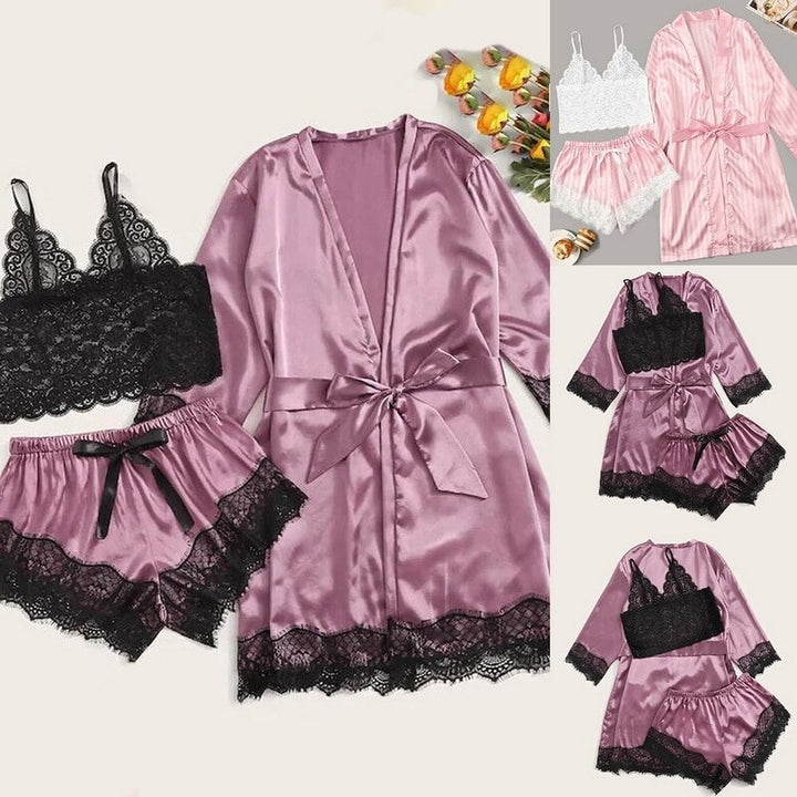 Long sleeve Sexy Lace Lingerie Nightwear Suit Pajama Sets - Robust Quality Store