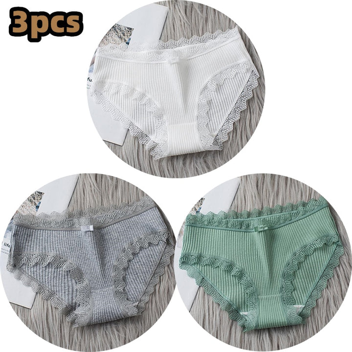 Girls Cotton Panties with Lace-trim 3 Pack - Robust Quality Store