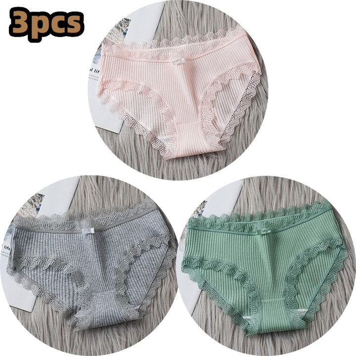 Girls Cotton Panties with Lace-trim 3 Pack - Robust Quality Store