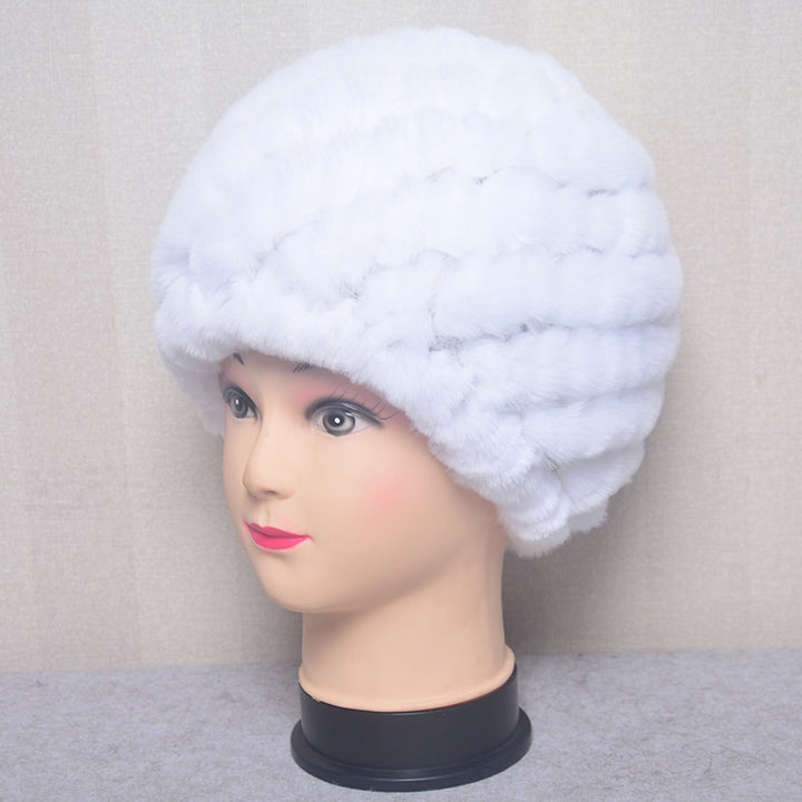 Women's Fashion Rex Rabbit Fur Knitted Cap Headgear - Robust Quality Store