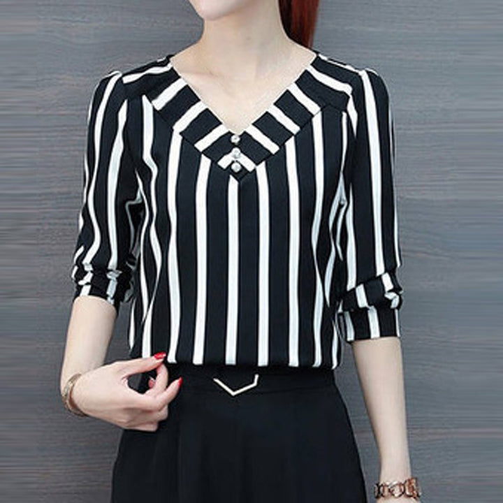 Elegant Casual Stripe Blouse - Robust Quality Store