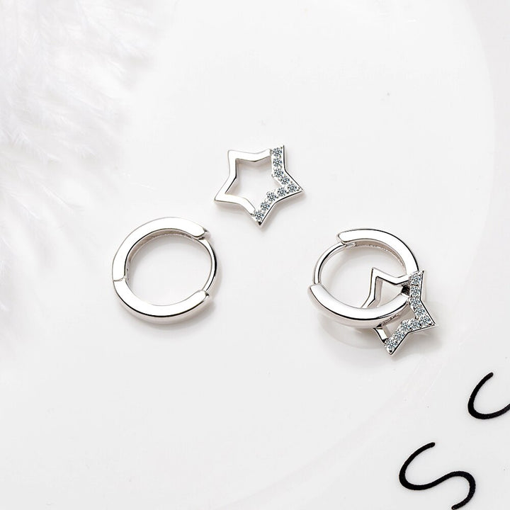 925 Sterling Silver Hollow Star Hoop Earrings | Girls & Women Jewelry - Robust Quality Store