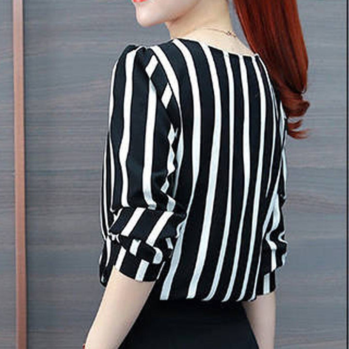 Elegant Casual Stripe Blouse - Robust Quality Store